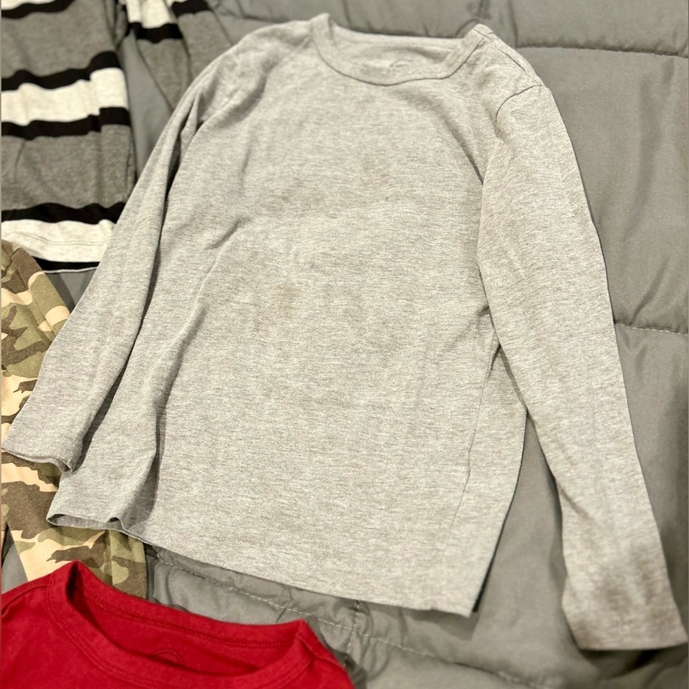 Wonder Nation Boys 6–7 Long Sleeve T-Shirt Bundle 4 Pack Camo Stripes & Solids - Picture 5 of 7
